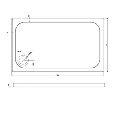 Rectangular Low Profile Anti Slip Shower Tray - 1200x700mm