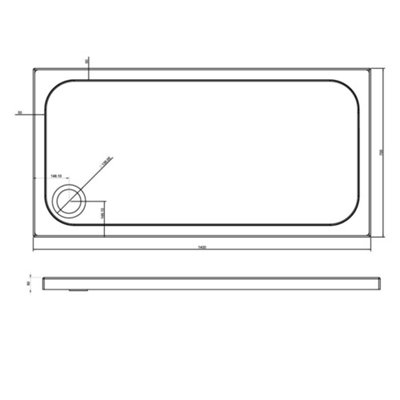 Rectangular Low Profile Anti Slip Shower Tray - 1400x700mm