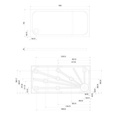 Rectangular Low Profile Anti Slip Shower Tray - 1500x700mm