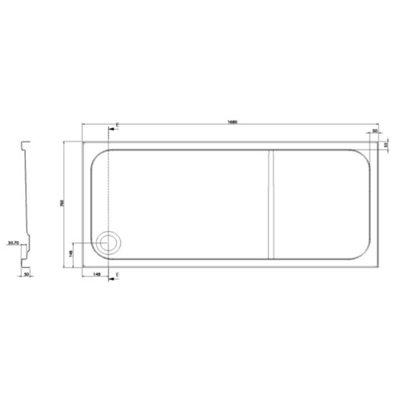 Rectangular Low Profile Anti Slip Shower Tray - 1680x760mm