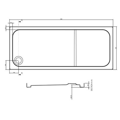 Rectangular Low Profile Anti Slip Shower Tray - 1685x700mm