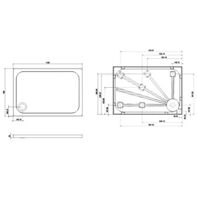 Rectangular Low Profile Shower Tray - 1100x760mm