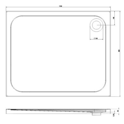 Rectangular Low Profile Shower Tray - 1100x900mm