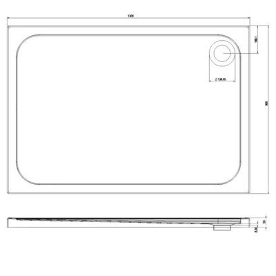 Rectangular Low Profile Shower Tray - 1300x900mm