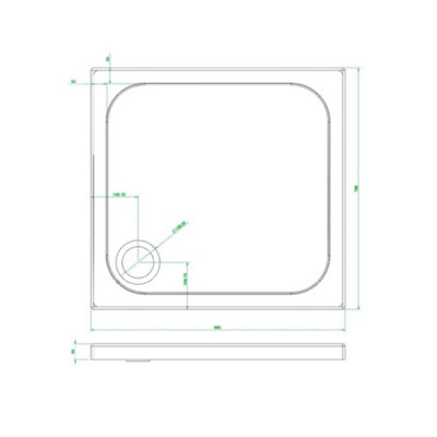 Rectangular Low Profile Shower Tray - 800x760mm