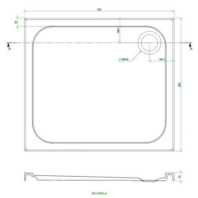 Rectangular Low Profile Shower Tray - 900x800mm