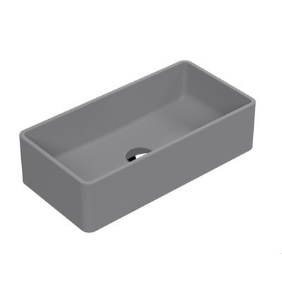 Rectangular Matt Ceramic Countertop Vessel Without Overflow - 465mm - Matt Grey Price Comparisons | Compare The Build