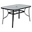 Rectangular Metallic and Tempered Glass Garden Dinging Table with Parasol Hole Outdoor 120 cm