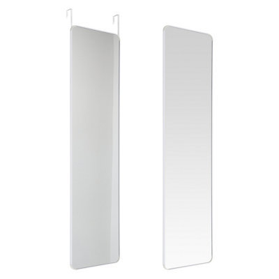 Rectangular Over Door Full Length Framed Mirror Round Corner White  37 x 147 cm