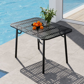 Rectangular Patio Dining Table Outdoor Metal Table for Garden Backyard Poolside 120cm W