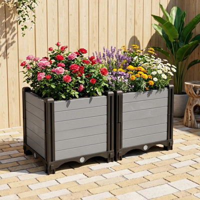Rectangular Planter Plastic Raised Garden Bed Planter Box, 60cm