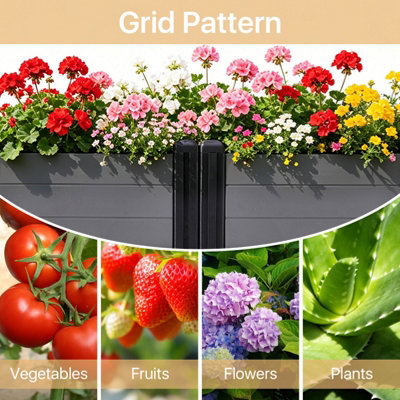 Rectangular Planter Plastic Raised Garden Bed Planter Box, 60cm