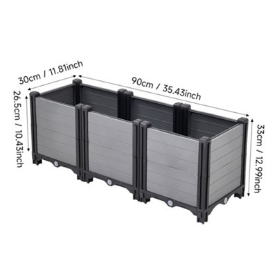Rectangular Planter Plastic Raised Garden Bed Planter Box, 90cm