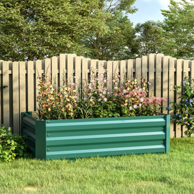 Rectangular Raised Garden Bed Outdoor Planter Plant Box 100 cm W x 60 ...