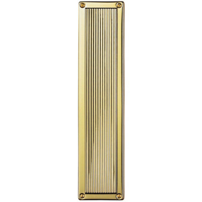 Rectangular Reeded Door Finger Plate 305 x 70mm Polished Brass Push Plate