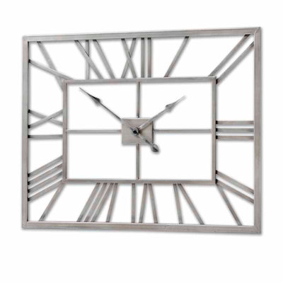 Rectangular Skeleton Wall Clock - Metal - L4 x W80 x H60 cm - Silver