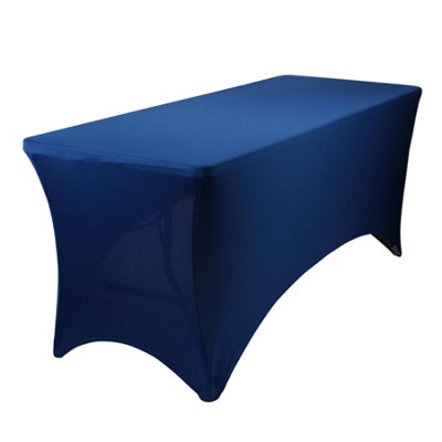 Rectangular Spandex Fitted Tablecloth - 6ft (180cm) - Blue - 1x Elasticated Stretchy Table Cloth Cover
