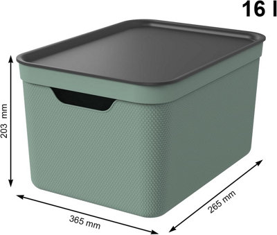 Rectangular Storage Boxes, Rotho Storage 3-Set, 16L with Lid, Green