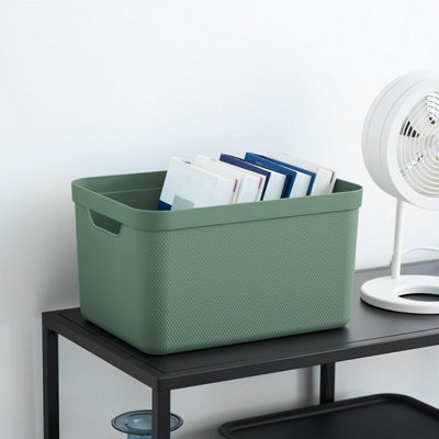 Rectangular Storage Boxes, Rotho Storage 3-Set, 16L with Lid, Green