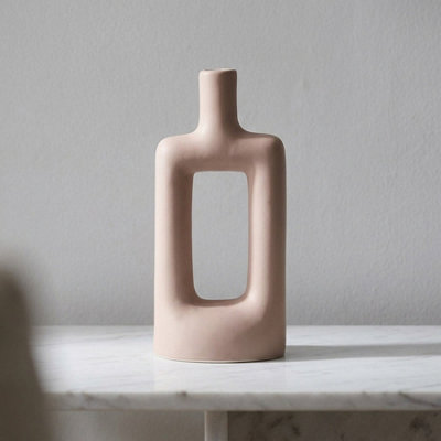 Rectangular Taupe Scandi Style Vase
