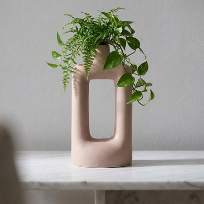 Rectangular Taupe Scandi Style Vase
