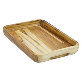 Rectangular Teak Wooden Serving Platter Board 39.5 x 26cm
