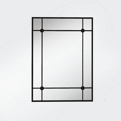 Rectangular Wall, Metal Window Mirror, Black, 70(W) x2(D) x100(H) cm