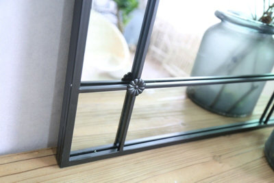 Rectangular Wall, Metal Window Mirror, Black, 70(W) x2(D) x100(H) cm