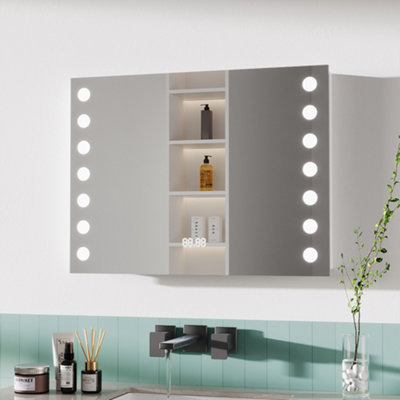 Rectangular Wall-Mounted Anti-Fog LED Bathroom Mirror 80 x 60cm