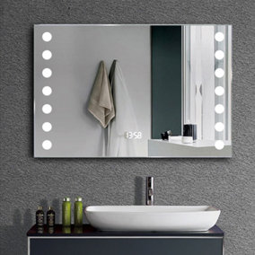 Rectangular Wall-Mounted Anti-Fog LED Bathroom Mirror 80x60cm