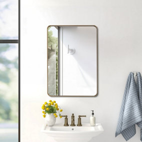 Rectangular Wall Mounted Gold Metal Framed Bathroom Mirror Decorative W 500mm x H 700mm