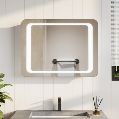 Rectangular Wall Mounted LED Bathroom Mirror with Anti Fog and Sensor 600 x 800 mm