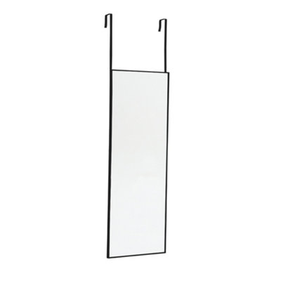 Rectangular Wall Mounted or Over Door Framed Full Length Mirror Black 28 cm x 118 cm