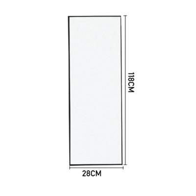 Rectangular Wall Mounted or Over Door Framed Full Length Mirror Black 28 cm x 118 cm