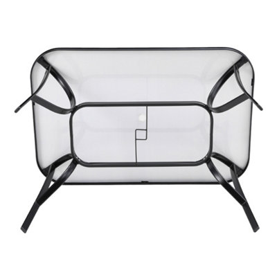 Rectangular Wood Grain Table with Umbrella Hole for Garden 120 x 80cm