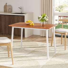 Rectangular Wooden 4 Seater Dining Table with White Legs Kitchen Table 108 x 65 x 73cm