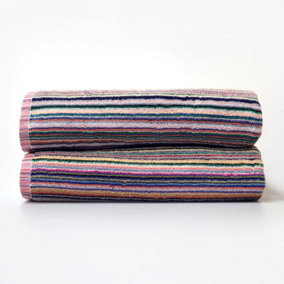 Recycled Cotton Bath Sheets - Striped, Lightweight Remnant Yarn