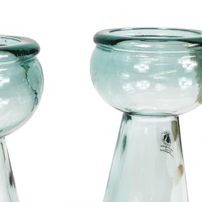 Recycled Glass Clear Set of 2 Home Décor Candle Holders (H) 40cm