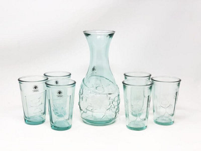 Recycled Glass Creative Entertaining Kitchen Dining Boy & Girl Decanter & Tumblers Set 1L, 300ml