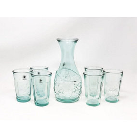 Recycled Glass Creative Entertaining Kitchen Dining Boy & Girl Decanter & Tumblers Set 1L, 300ml