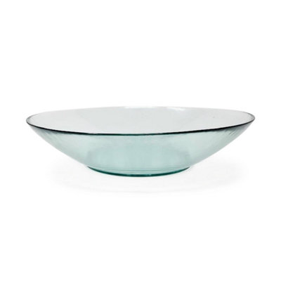 Recycled Glass Eco Vintage Clear Kitchen Dining Large Food Bowl (Diam) 32cm