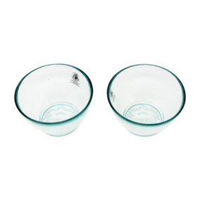 Recycled Glass Eco Vintage Clear Kitchen Dining Set of 2 Conical Bowls (Diam) 14cm