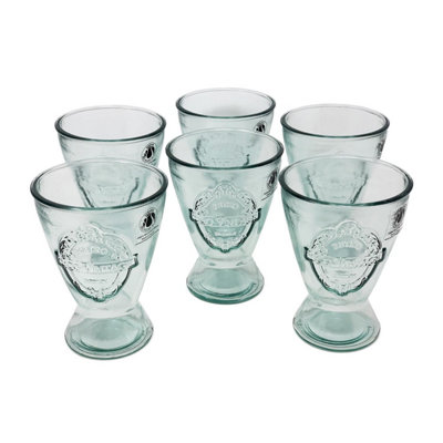 Recycled Glass Eco Vintage Clear Kitchen Dining Set of 6 Drinking Tumblers 250ml