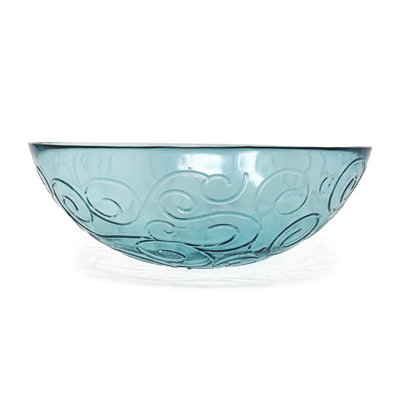 Recycled Glass Ice Blue/Clear Swirl Kitchen Dining Large Food Bowl (Diam) 30cm
