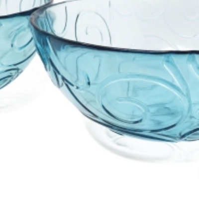 Recycled Glass Ice Blue/Clear Swirl Kitchen Dining Set of 2 Serving Bowls (Diam) 18cm