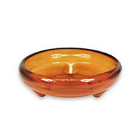 Recycled Glass Kitchen Dining Room Home Décor Ola Footed Glass Bowl - Orange 24.5cm (W)