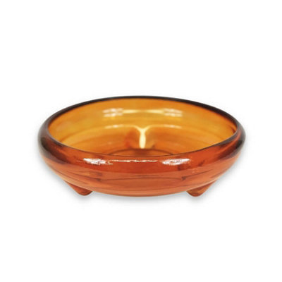 Recycled Glass Kitchen Dining Room Home Décor Ola Footed Glass Bowl - Orange 24.5cm (W)