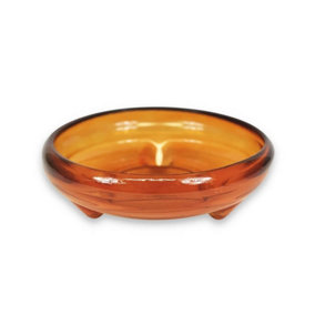 Recycled Glass Kitchen Dining Room Home Décor Ola Footed Glass Bowl - Orange 24.5cm (W)