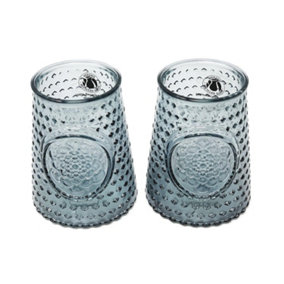 Recycled Glass Mandala Grey Set of 2 Small Chunky Vases (H) 13.5cm