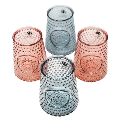 Recycled Glass Mandala Mixed Set of 4 Small Chunky Vases (H) 13.5cm